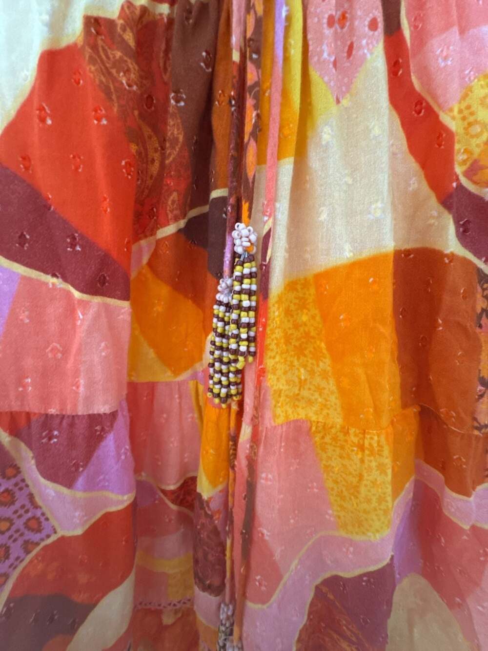 Farm Rio Pink Orange Patchwork Midi Dress Size M - Picture 4 of 5